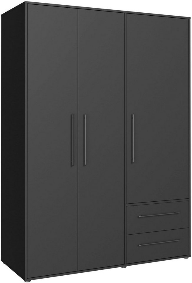 FORTE Drehtürenschrank Mokkaris, OTTOs Choice, TOPSELLER! 3 oder 4 Türen, zeitloses Design (B/H/T ca. 145x200x59cm oder 206x200x59cm) Schubladen + schwarze Stangengriffe, Made in Europe, viel Stauraum von FORTE