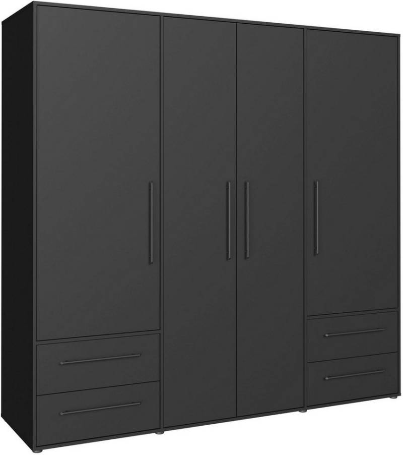 FORTE Drehtürenschrank Mokkaris, OTTOs Choice, TOPSELLER! 3 oder 4 Türen, zeitloses Design (BHT ca. 145x200x59cm oder BHT ca. 206x200x59cm) Schubladen + schwarze Stangengriffe, Made in Europe, viel Stauraum von FORTE
