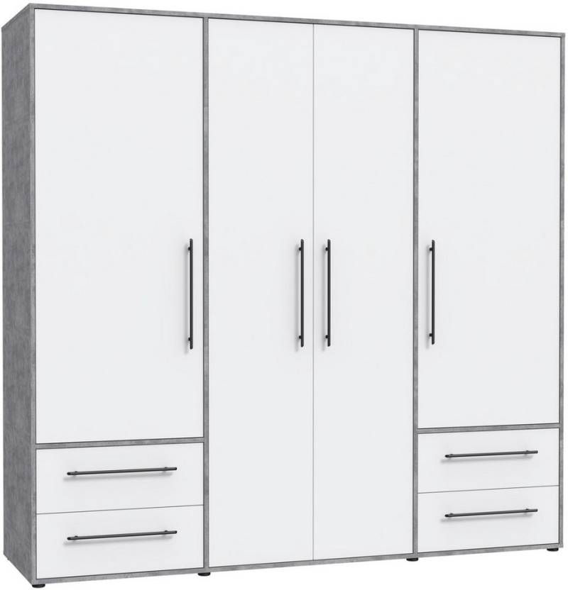 FORTE Drehtürenschrank Mokkaris, OTTOs Choice, TOPSELLER! 3 oder 4 Türen, zeitloses Design (BHT ca. 145x200x59cm oder BHT ca. 206x200x59cm) Schubladen + schwarze Stangengriffe, Made in Europe, viel Stauraum von FORTE