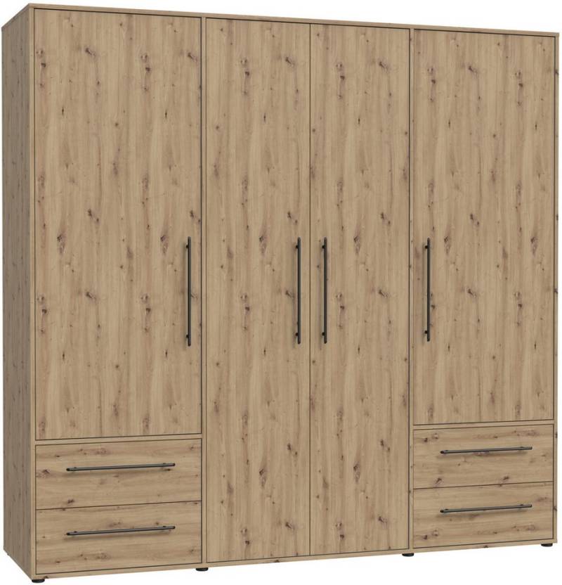 FORTE Drehtürenschrank Mokkaris, OTTOs Choice, TOPSELLER! 3 oder 4 Türen, zeitloses Design (BHT ca. 145x200x59cm oder BHT ca. 206x200x59cm) Schubladen + schwarze Stangengriffe, Made in Europe, viel Stauraum von FORTE