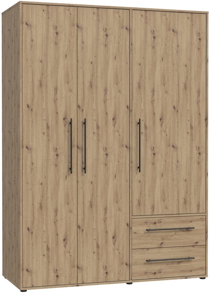 FORTE Drehtürenschrank Mokkaris, OTTOs Choice, TOPSELLER! 3 oder 4 Türen, zeitloses Design (BHT ca. 145x200x59cm oder BHT ca. 206x200x59cm) Schubladen + schwarze Stangengriffe, Made in Europe, viel Stauraum von FORTE