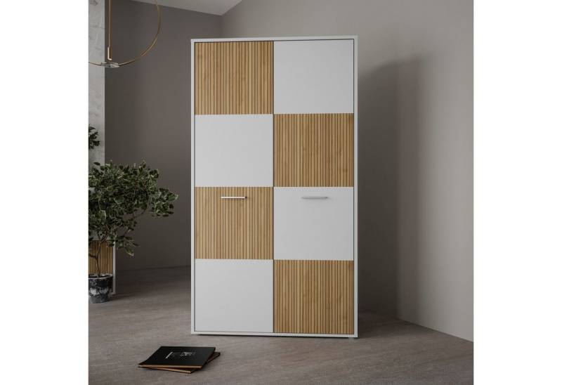 FORTE Drehtürenschrank mit 2 Türen, in Weiss / Lamela Eiche Dekor - 93,5x184,7x52,7 (BxHxT) von FORTE