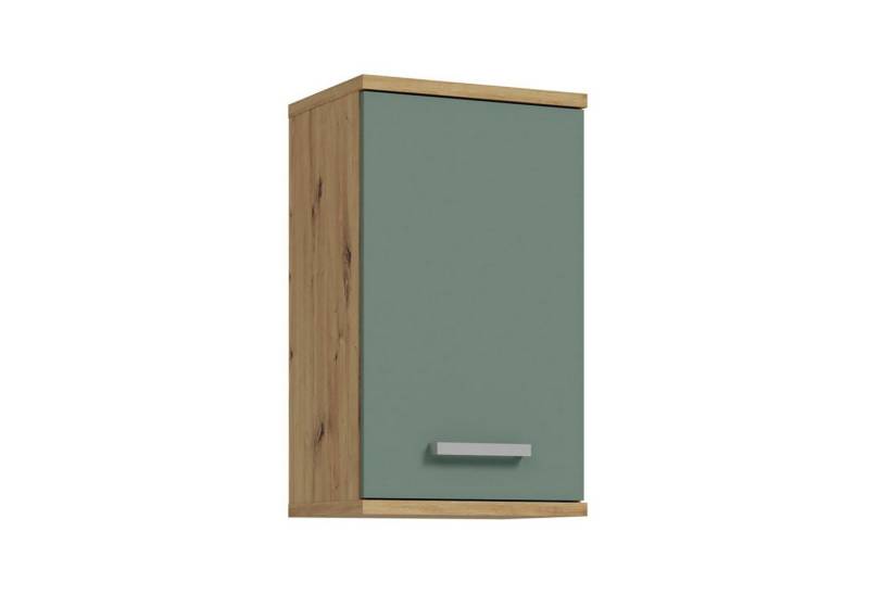 FORTE Hängeschrank VERIS, B 40 x H 69 x T 29 cm, Artisan Eiche Dekor, Salbeigrün matt, 1 Tür von FORTE