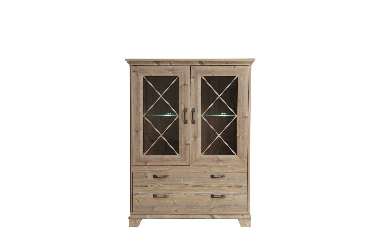 FORTE Hochschrank Fichte Dekor und Klarglas - 120,3x161,2x45cm (BxHxT) von FORTE