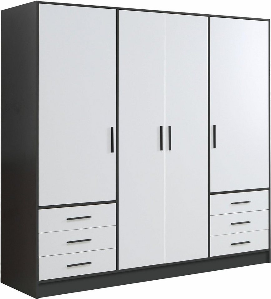 FORTE Kleiderschrank Jupiter, Made in Europe, mit Schubladen viel Stauraum, 2 Breiten und 4 Farben von FORTE