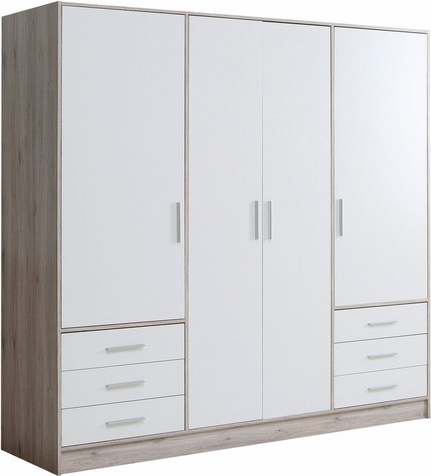 FORTE Kleiderschrank Jupiter, Made in Europe, mit Schubladen viel Stauraum, 2 Breiten und 4 Farben von FORTE