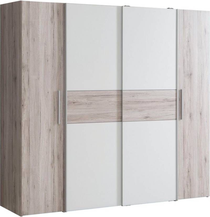 FORTE Kleiderschrank Kalixtus, OTTOs Choice, TOPSELLER, Made in Europe (B/H/T ca. 200x190x60 cm, 2 Schiebetüren, 2 Drehtüren, 8 Einlegeböden) Kombination aus Dreh- und Schwebetüren, mehrere Farben von FORTE