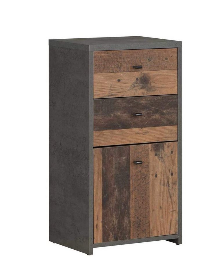 FORTE Kommode Kommode BEST CHEST K211 in Old Wood Vintage und Betonoptik von Forte von FORTE