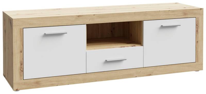 FORTE Lowboard Baccio TV-Board, TV-Schrank, Breite 148 cm, Höhe 50 cm, 2 Türen und 2 Schubkästen, 1 offenes Fach von FORTE