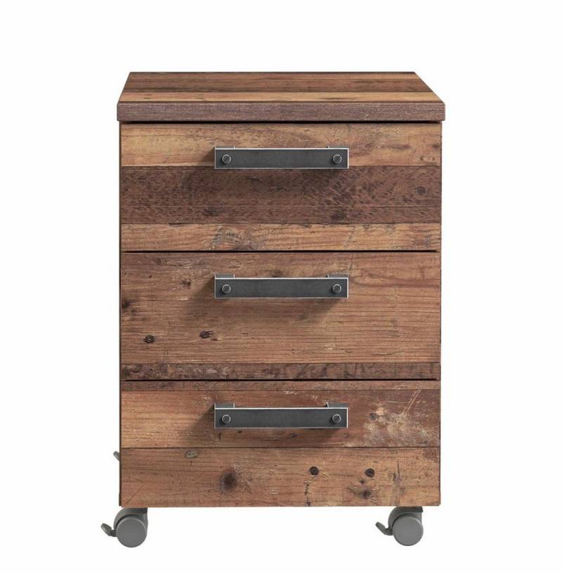 FORTE Mehrzweckschrank Rollcontainer CLIF 3 Schubladen Optik: Old Wood Vintage von Forte von FORTE