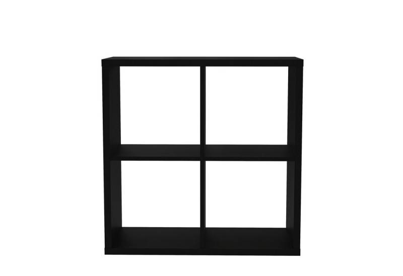 FORTE Raumteilerregal 4 Fächer, in Schwarz - 72,7x72,8x32,9cm (BxHxT) von FORTE