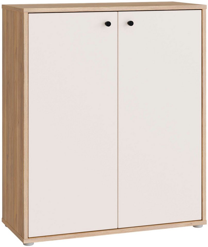 FORTE Schuhschrank Metallgriffe Schwarz B/H/T 83,7/98,3/34,9cm Soft Close von FORTE