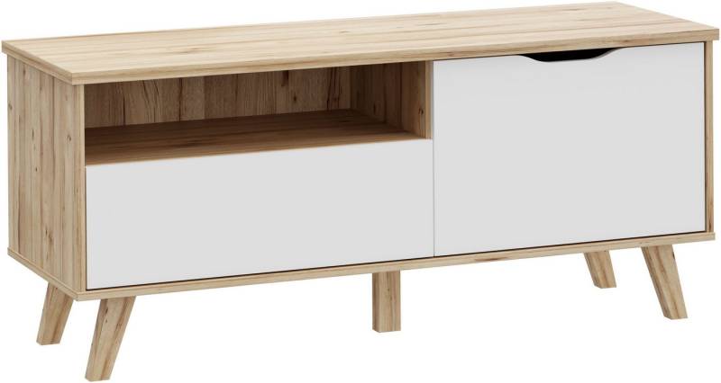 FORTE Lowboard Vankka TV-Bank, TV-Board (B/H/T 124,4/54,3/41,7 cm), TV-Teil, ca. 125 cm breit, viel Stauraum, Echtholzbeine von FORTE