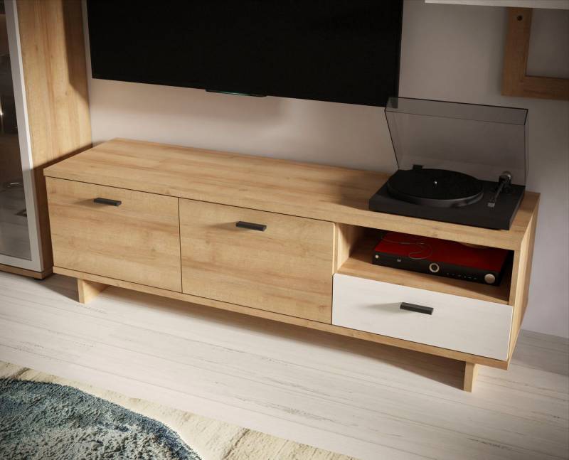 FORTE TV-Schrank Chesapeak TV-Schrank, 2 Türen, 1 Schubkasten, Metallfüße, 150 cm breit (B/H/T 149,6/47,3/41,3 cm) TV-Bank, 150 cm breit, Metallfuß, 2 Türen, 1 Schublade, offenes Fach von FORTE