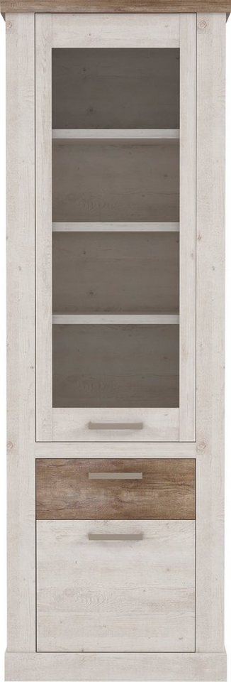 FORTE Vitrine Duro Höhe 212 cm, Glasvitrine mit Schublade, im Landhausstil von FORTE