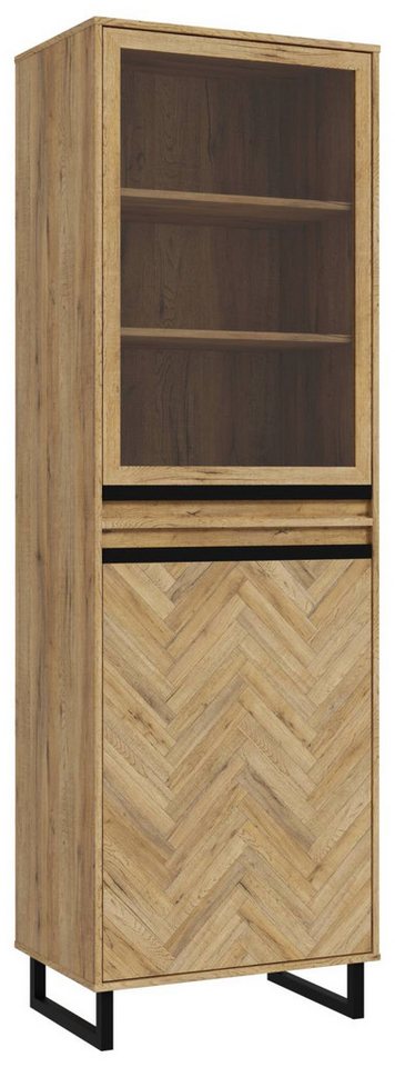 FORTE Vitrine Vitrine SOLLETICO 2 Türen Optik: Bartex-Eiche mit Fischgrät-Design FORTE Vitrine Vitrine SOLLETICO 2 Türen Optik: Bartex-Eiche mit Fischgrät-Design von FORTE