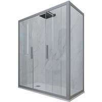 Forte - Eck-Duschkabine in pvc 90x140 Klarglas Silver Glam Duo Forte - Eck-Duschkabine in pvc 90x140 Klarglas Silver Glam Duo von FORTE