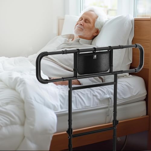 FORTEMOTUS Aufstehhilfe Bett mit Haltegriff für Senioren, Bettschutzgitter mit Verstellbar Höhenverstellbarer Rausfallschutz für mehr Unabhängigkeit, für Matratzendicke 25-40 cm von FORTEMOTUS