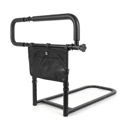 FORTEMOTUS Bettgitter Aufstehhilfe mit Klappbarer Einziehbarer Länge Haltegriff, Höhenverstellbar Bett Aufstehhilfe für Senioren, Ältere, Erwachsene Rausfallschutz (Matratzendicke 15-40 cm) von FORTEMOTUS