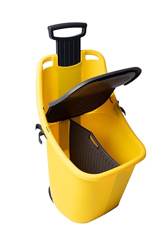 FORTENA Gartenschubkarre Schubkarre gelb 75L für den Transport von Gartengeräten, Kompost und Sand, Transportschubkarre 70kg mit Teleskopgriff und Deckel von FORTENA
