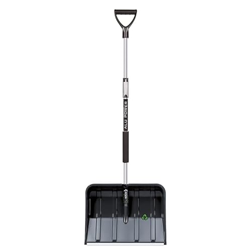 FORTENA Große Schneeschieber 49 cm - Schneeschaufel mit leichtem Telescopic Stahlstiel Schwarz - Kunststoff Schneeräumer mit Aluprofilkante - Bequeme Schneeschüppe, Stark Schneeschippe im Winter von FORTENA