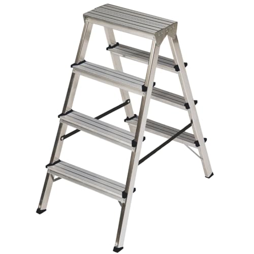 Fortena Haushaltsleiter Doppelleiter 2x4 Stufen Aluminium 120 kg Belastung von FORTENA