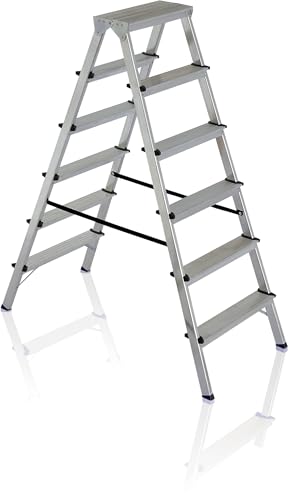 Fortena Haushaltsleiter Doppelleiter 2x6 Stufen Aluminium 120 kg Belastung von FORTENA