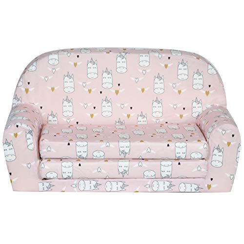 FORTISLINE – Kindersofa Mini ausklappbar 40x78x45cm - Kindersofa für Kinder 2in1 - Kindercouch ausklappbar - Schlafcouch aus Schaumstoff - Abnehmbarer Bezug - Viele Motive von FORTISLINE