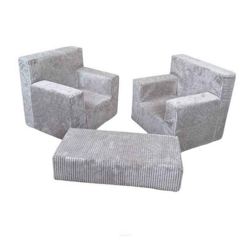 FORTISLINE Kindersitzgruppe Kinderset aus zwei Sesseln und einem Tisch Rosalia aus Cord Zimmer von FORTISLINE