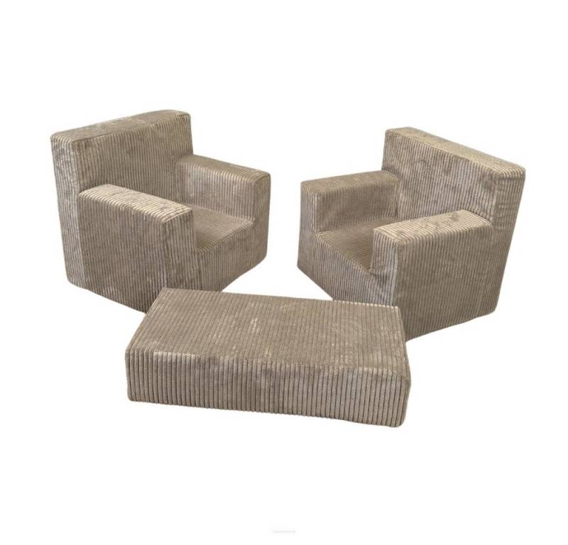 FORTISLINE Kindersitzgruppe Kinderset aus zwei Sesseln und einem Tisch Rosalia aus Cord Zimmer von FORTISLINE