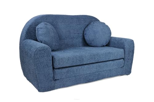 FORTISLINE - Kindersofa David - Klappsofa mit Verlängerung aus Plüsch - Schlafcouch 100 x 60 x 50 cm - Ausklappbares Sofa mit 2 Kissen - Oeko-TEX Zertifiziert - in 6 Farben - Blau FORTISLINE - Kindersofa David - Klappsofa mit Verlängerung aus Plüsch - Schlafcouch 100 x 60 x 50 cm - Ausklappbares Sofa mit 2 Kissen - Oeko-TEX Zertifiziert - in 6 Farben - Blau von FORTISLINE