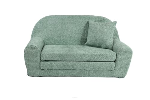 FORTISLINE - Kindersofa David Mini - Ausklappbares Mini-Sofa aus Plüsch mit Verlängerung - Schlafcouch 78 x 45 x 40 cm - Kinder Sitzsofa Oeko-TEX Zertifiziert - inkl. Kissen - in 6 Farben - Hellgrün FORTISLINE - Kindersofa David Mini - Ausklappbares Mini-Sofa aus Plüsch mit Verlängerung - Schlafcouch 78 x 45 x 40 cm - Kinder Sitzsofa Oeko-TEX Zertifiziert - inkl. Kissen - in 6 Farben - Hellgrün von FORTISLINE