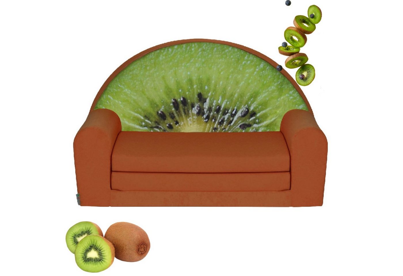 FORTISLINE Kindersofa Früchte-Motiv Kindersofa Aufklappbar Schaumstoff Kinderzimmer Couch von FORTISLINE