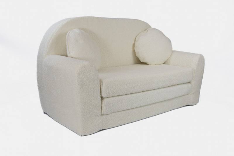 FORTISLINE Kindersofa Kindersofa aus Teddy-Stoff mit Verlängerung - Klappsofa, Spielsofa, ausklappbar von FORTISLINE