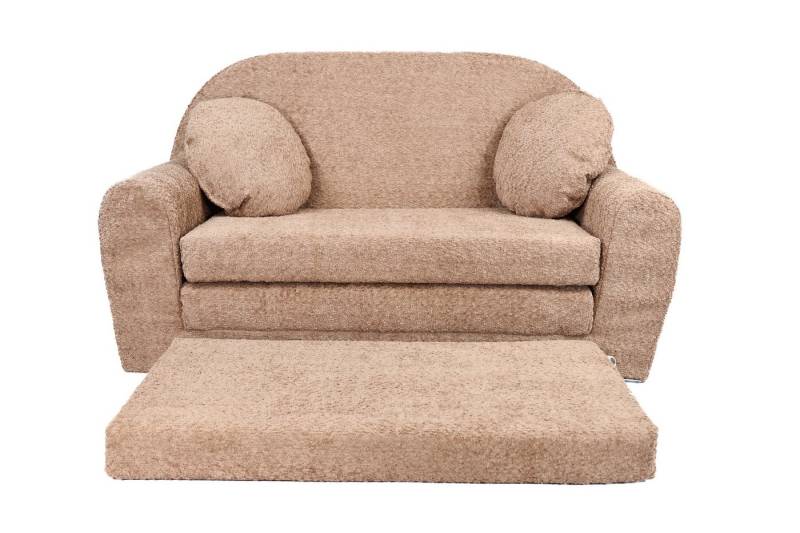FORTISLINE Kindersofa Kindersofa aus Teddy-Stoff mit Verlängerung - Klappsofa, Spielsofa, ausklappbar von FORTISLINE