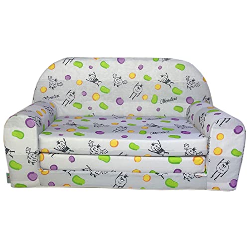 FORTISLINE Kindersofa Mini zum Aufklappen Viele Muster W386 (Monster 2) von FORTISLINE