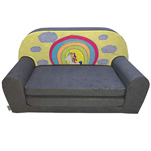 FORTISLINE – Kindersofa Mini ausklappbar 40x78x45cm - Kindersofa für Kinder 2in1 - Kindercouch ausklappbar - Schlafcouch aus Schaumstoff - Abnehmbarer Bezug - Viele Motive von FORTISLINE