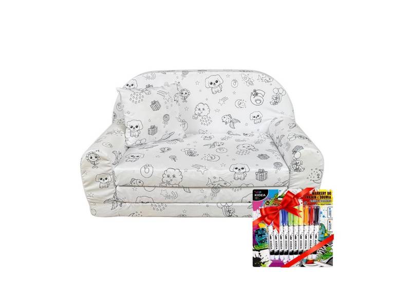 FORTISLINE Kindersofa Minisofa "Malspaß" Kreatives Design trifft auf höchsten Kindersofa von FORTISLINE