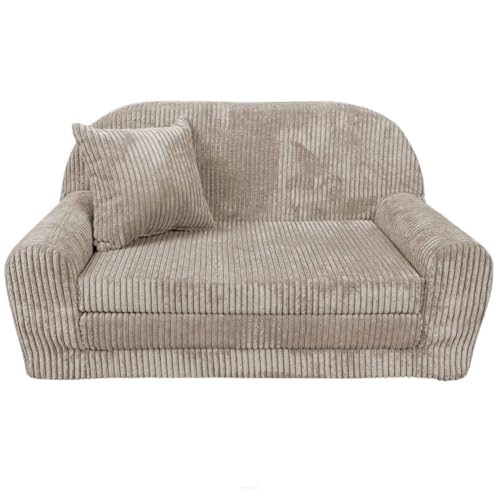 FORTISLINE - Kindersofa Rosalia Mini - Ausklappbares Mini-Sofa aus Cord mit Verlängerung - Schlafcouch 78 x 45 x 40 cm - Kinder Sitzsofa Oeko-TEX Zertifiziert - inkl. Kissen - in 7 Farben - Braun FORTISLINE - Kindersofa Rosalia Mini - Ausklappbares Mini-Sofa aus Cord mit Verlängerung - Schlafcouch 78 x 45 x 40 cm - Kinder Sitzsofa Oeko-TEX Zertifiziert - inkl. Kissen - in 7 Farben - Braun von FORTISLINE