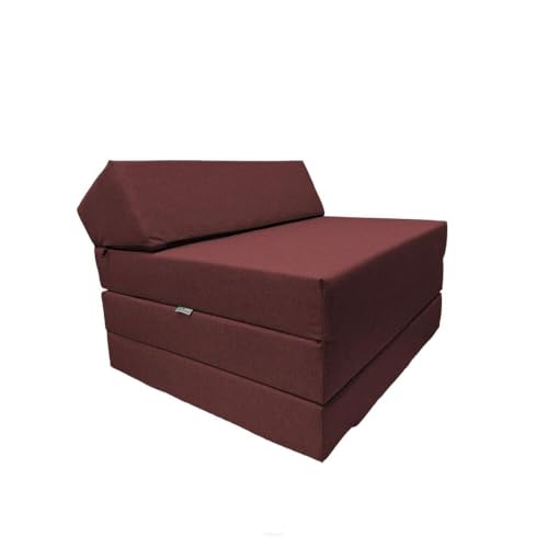 FORTISLINE Klappmatratze 200x70x10 cm - 3-teilige Faltmatratze - klappbare Gästematratze - Campermatratze mit wasserfestem Outdoor-Bezug - Würfelmatratze - Gästebett - Wohnwagenmatratze - Bordeaux von FORTISLINE