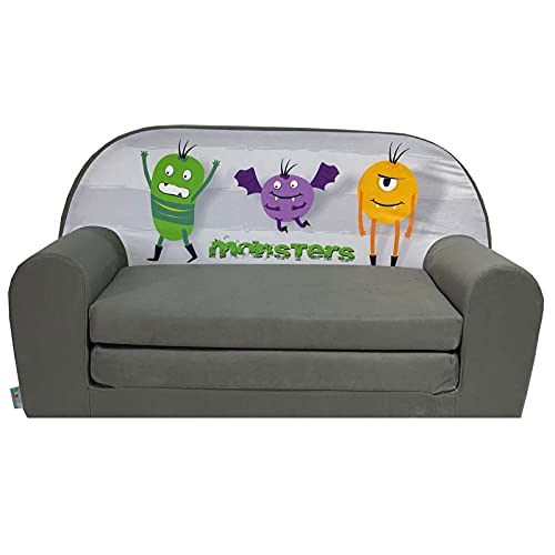 FORTISLINE Kindersofa Mini zum Aufklappen Viele Muster W386 (Monster) von FORTISLINE