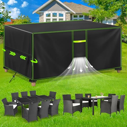 FORTRY Abdeckung Gartenmöbel Wasserdicht, Winterfest Schutzhülle Gartenmöbel, 420D Oxford Plane für Gartentisch Möbelsets Terrassenmöbel, Rechteckig Tischabdeckung Gartenmöbel 185x90x74cm von FORTRY