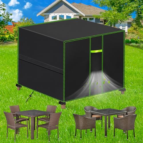 FORTRY Abdeckung Gartenmöbel Wasserdicht, Winterfest Schutzhülle Gartenmöbel, 420D Oxford Plane für Gartentisch Möbelsets Terrassenmöbel, Rechteckig Tischabdeckung Gartenmöbel 70x70x70cm von FORTRY
