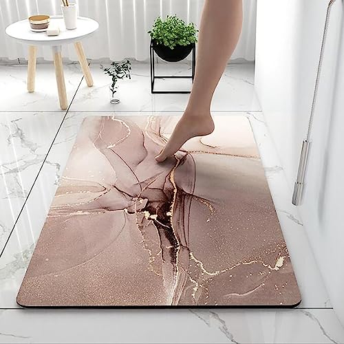 FORTTS Rutschfester badematte/Super Saugfähige Bodenmatte/Badematte rutschfest Kieselgur Marmor/weiche/waschbare Badematte Türmatte für Wohnzimmer, Schlafzimmer, Badezimmer 40 x 60cm(Roségold von FORTTS