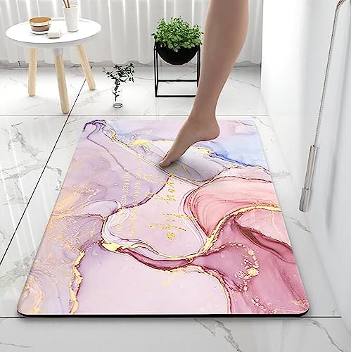 FORTTS Super Absorbent Floor Mat/rutschfeste Kieselgur-Badematt/4-lagige saugfähige Design-Badbadematte/Perfekt für Badewanne, Badezimmer, Küche, Wohnzimmer, Schlafzimmer, Veranda 40 x 60cm (Rosa von FORTTS