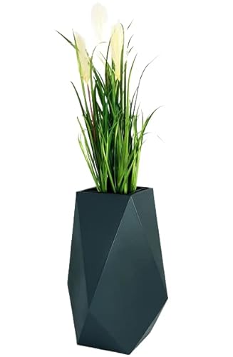 FORVEGA Hoher Moderner Vezuvio Blumentopf - Geometrische Form - Klassische Farben - Innen- und Außentopf mit Kunststoffeinsatz - Beschädigungs- und UV-Beständig - 73 cm - Anthrazit von FORVEGA