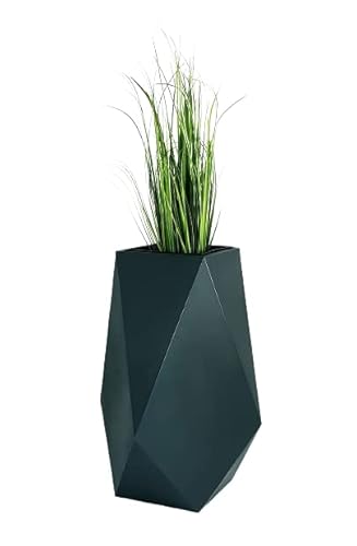 FORVEGA Hoher Moderner Vezuvio Blumentopf - Geometrische Form - Klassische Farben - Innen- und Außentopf mit Kunststoffeinsatz - Beschädigungs- und UV-Beständig - 73 cm - Schwarz von FORVEGA