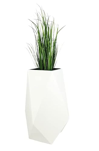 FORVEGA Hoher Moderner Vezuvio Blumentopf - Geometrische Form - Klassische Farben - Innen- und Außentopf mit Kunststoffeinsatz - Beschädigungs- und UV-Beständig - 73 cm - Weiß von FORVEGA