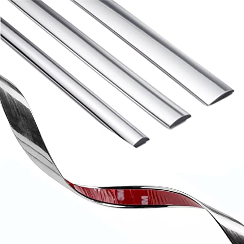 FORVOLWCO 3 Meter Karosserie Chromleiste, Chrom Zierleiste selbstklebend Chrom-Kfz-Formteilstreifen,Dekorstreifen für Auto/LKW-Körper-Seitentür-Fenster-Fensterbuch-Buchse, 18mm(0.70Inch), Onecolor von FORVOLWCO