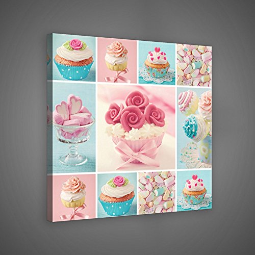 ForWall Bilder Canvas Bunte Cupcakes und Kekse O2 (80cm. x 80cm.) Leinwandbilder Wandbild AMFPP10446O2 von ForWall